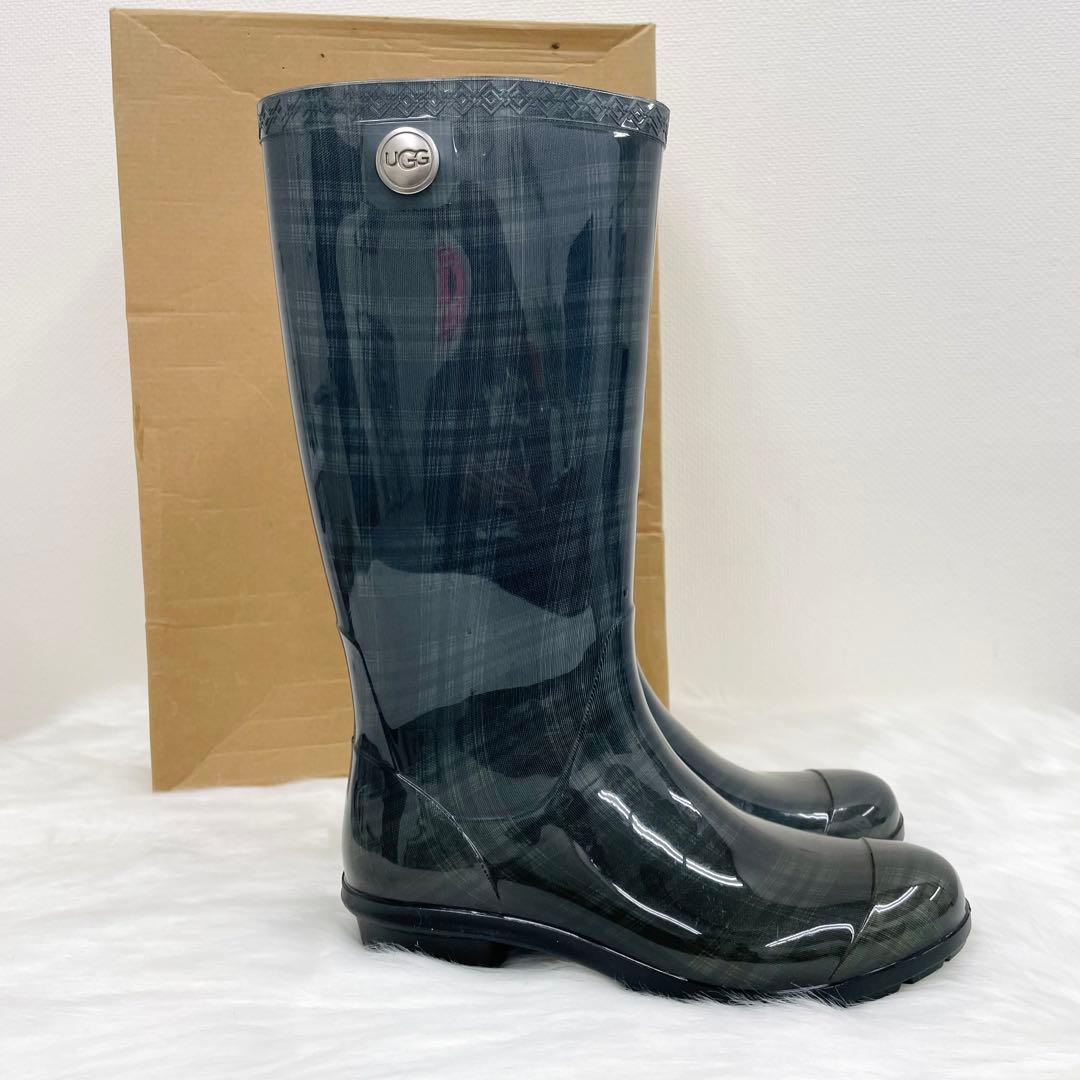 新品 未使用 UGG 長靴 レインブーツ チェック グリーン 箱付き