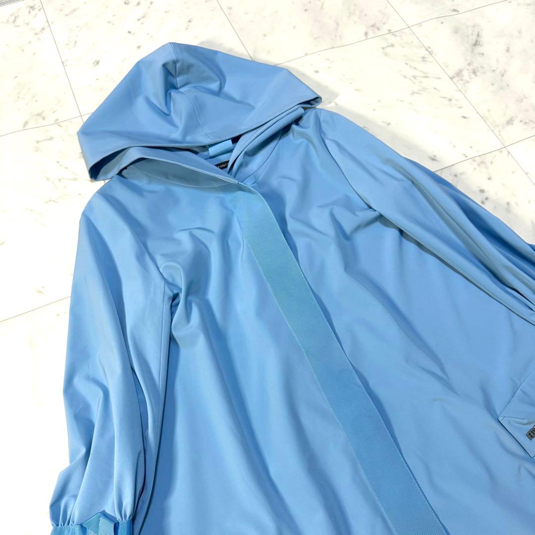 美品 フォクシー FOXEY レイニーコート ウォータープルーフ ライトブルー