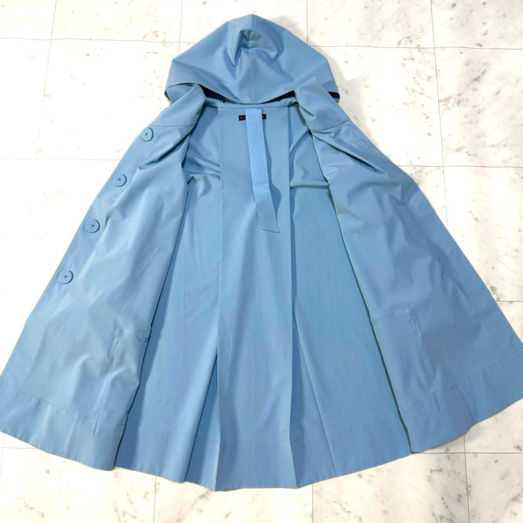 美品 フォクシー FOXEY レイニーコート ウォータープルーフ ライトブルー