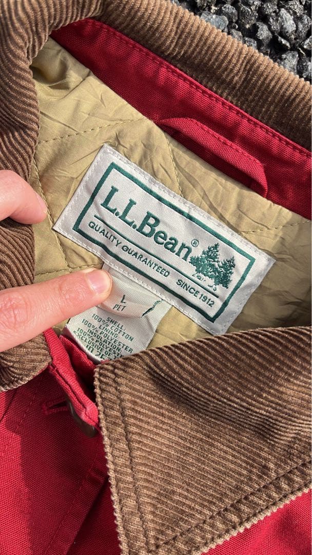 90~00s L.L.Bean ハンティングジャケット コーデュロイ襟 レッド