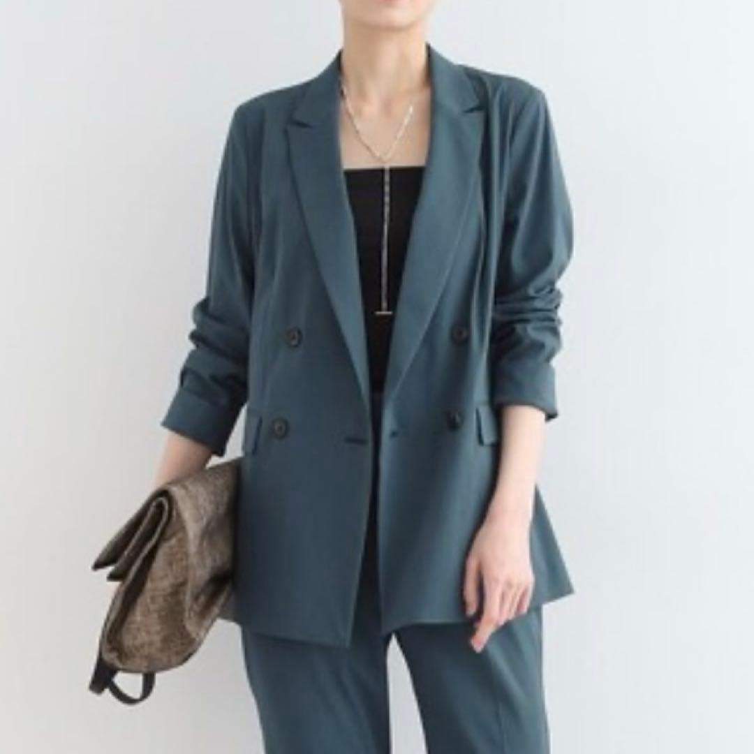 新品✨INDIVI 接触冷感　UVケア　ダブルテーラードジャケット　大きいサイズ
