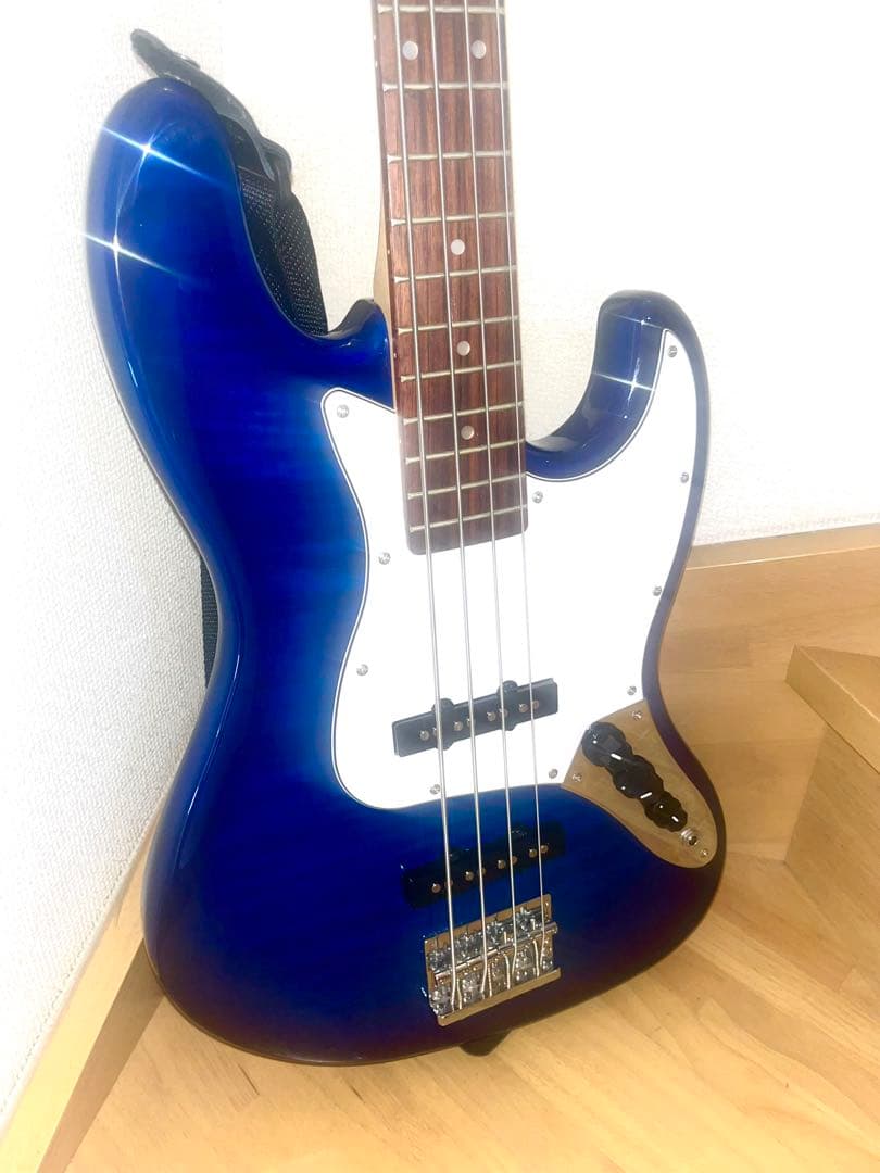 BUSKER’S エレキベース 4弦 ブルー 初心者セット ケース付き 入門