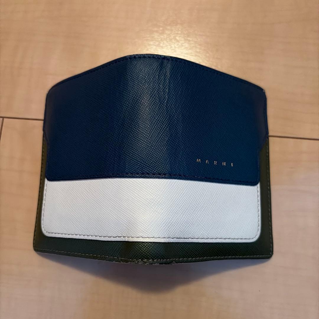 marni グリーン　レザー製2つ折りウォレット