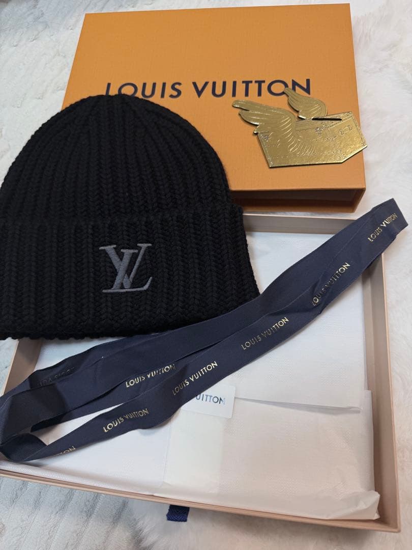 Louis Vuitton ブラック ニット帽 あいうあお