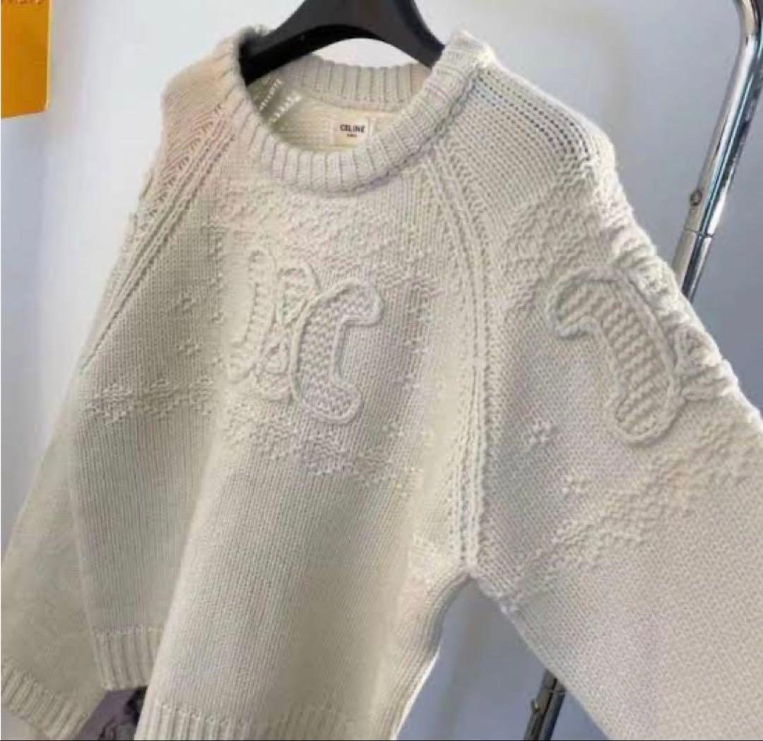 刺繍アイボリー セーター　サイズS
