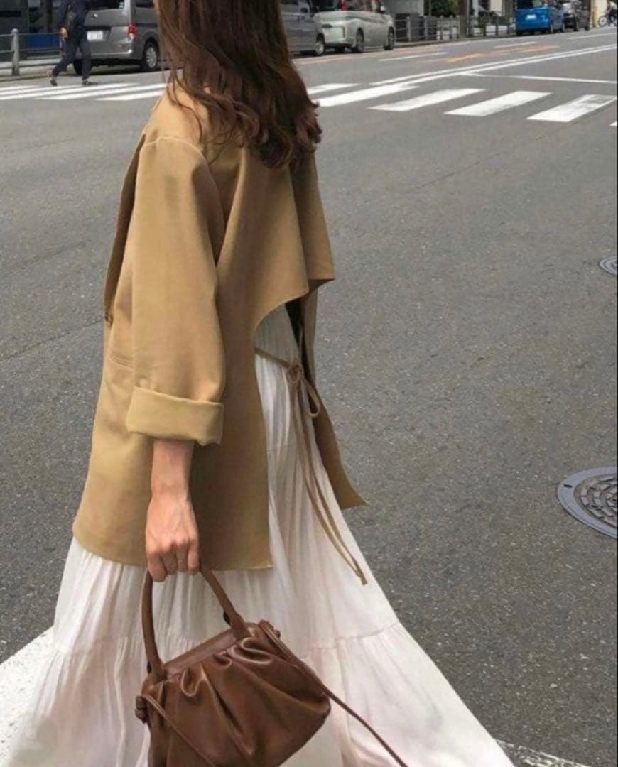 【Eaphi】back ribbon classy jacket / camel