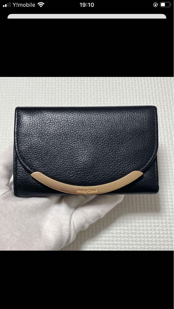未使用　SEE BY CHLOE レザー三つ折り財布　ブラック　黒　袋カード付き
