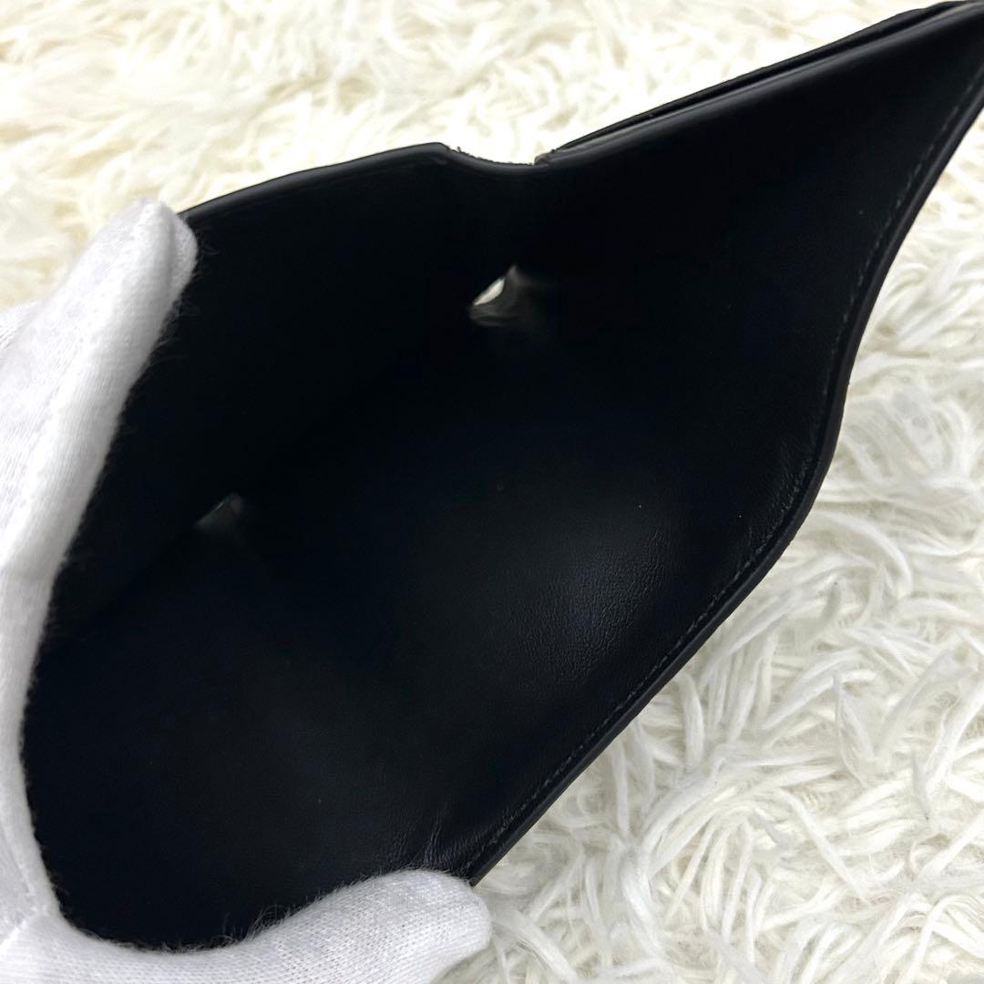 【極美品】MARNI マルニ 三つ折り財布 ブラック ロゴ レザー ウォレット