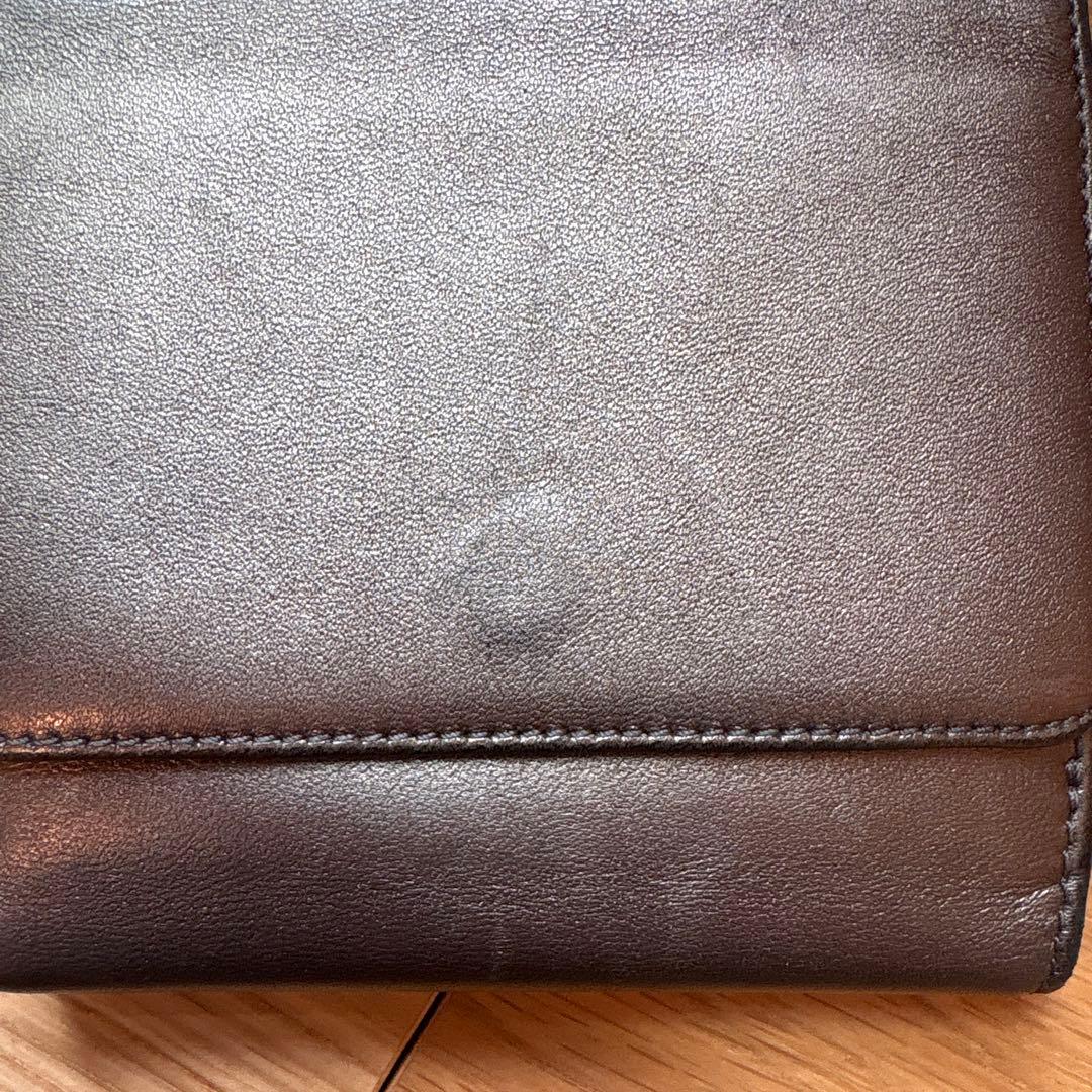 ロエベ メタリックグレーレザー 三つ折り財布