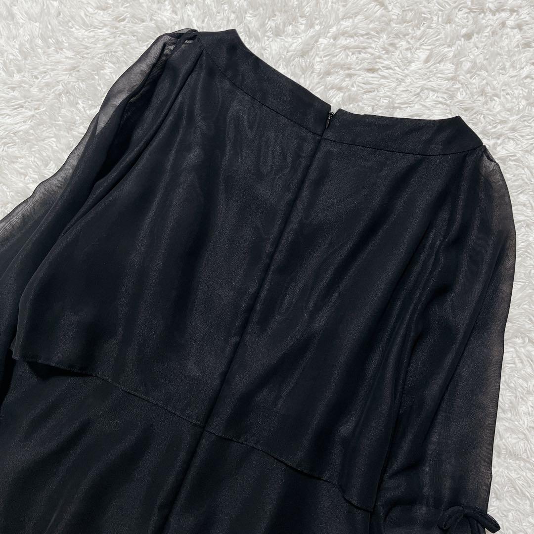 極美品✨M'S GRACY シフォン素材 ティアード ワンピース 40 黒