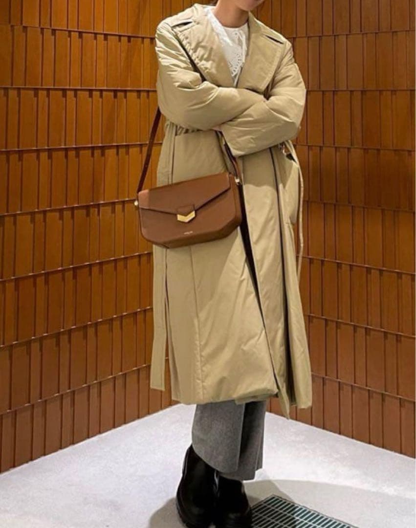 Ballsey ボールジー　パデットタフタ ベルテッドコート　36 ベージュ