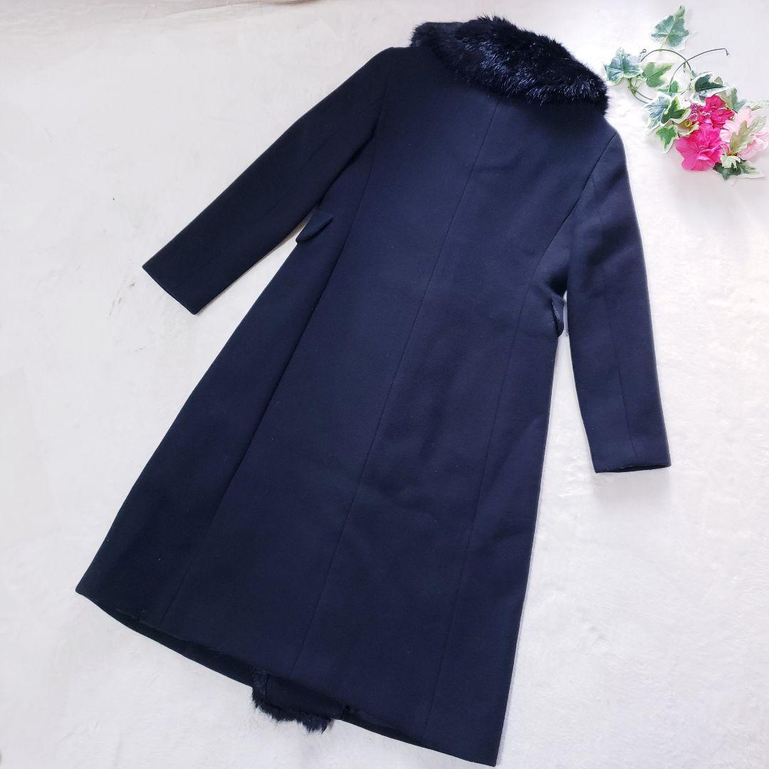 TORYBURCH フェイクファーファー付きロングコート