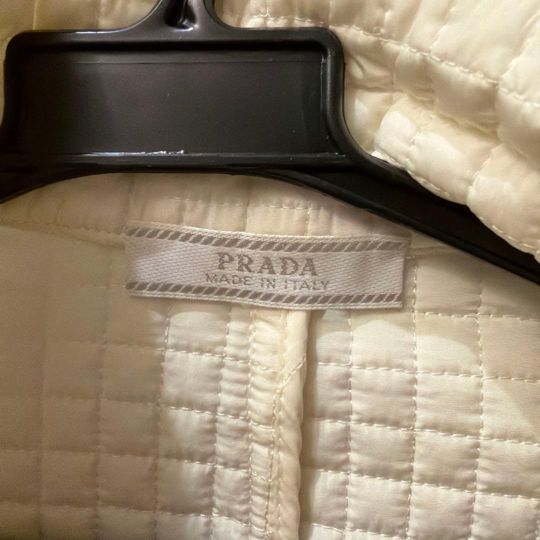 PRADA キルティングロングコート ホワイト