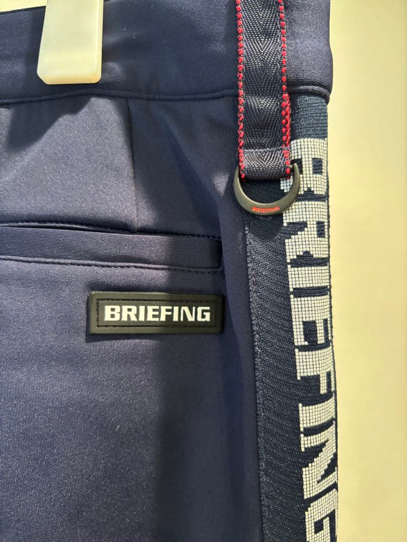 BRIEFING SIDE LOGO LINE SLIM PANTS ネイビー
