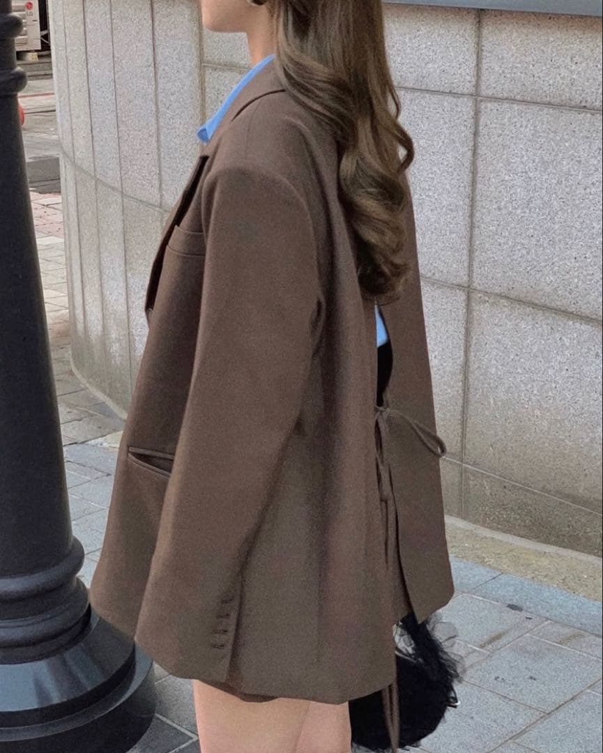 【Nalm.】ribbon-tailored jacket / brown
