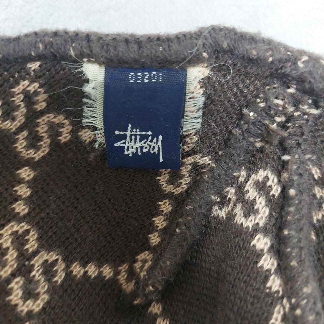 Stussy ニット帽 ブラウン 90s OLD SSリンク モノグラムビーニー