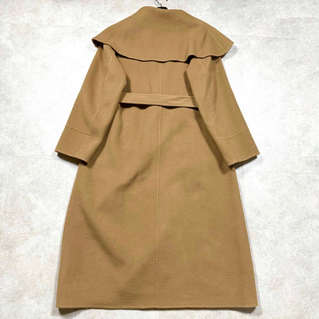 極美品/近年♡フレイアイディー ビッグカラーリバーロングコート 女優襟 ベルト