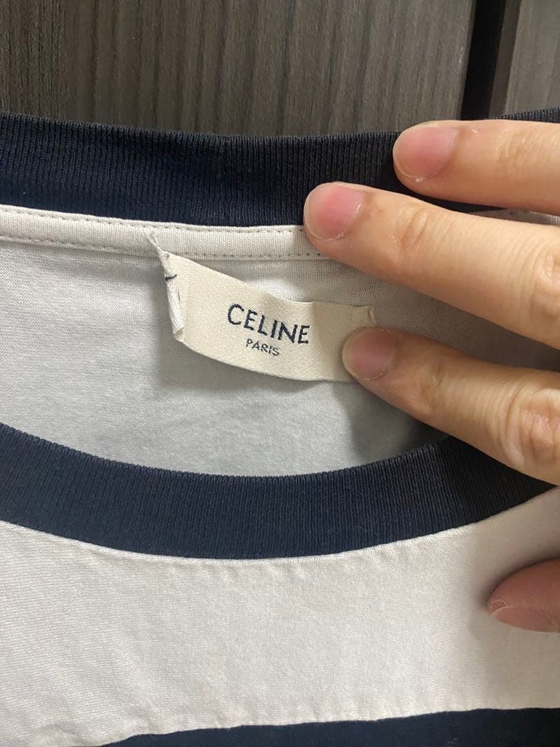 CELINE チェッカーパターン Tシャツ ブラック　黒