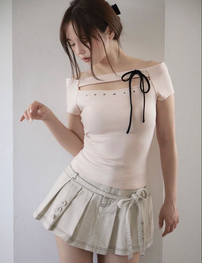 トップス ANDMARY Dada ribbon tops color pink