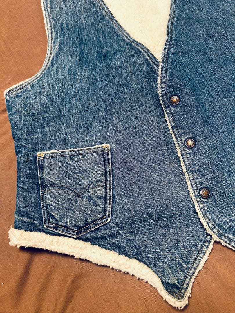70s USA製 オレンジタブ Levi's 60605 デニム ボアベスト