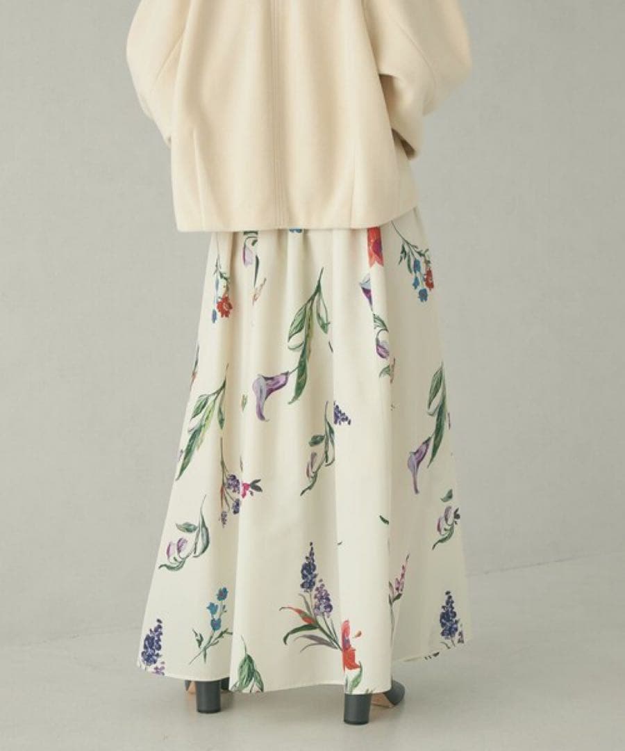 【美品】EMMEL REFINESEフラワープリント ボリューム マキシスカート