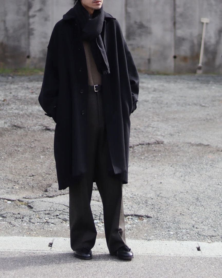 locally muji muffler 縮絨ウール チャコールグレー　マフラー