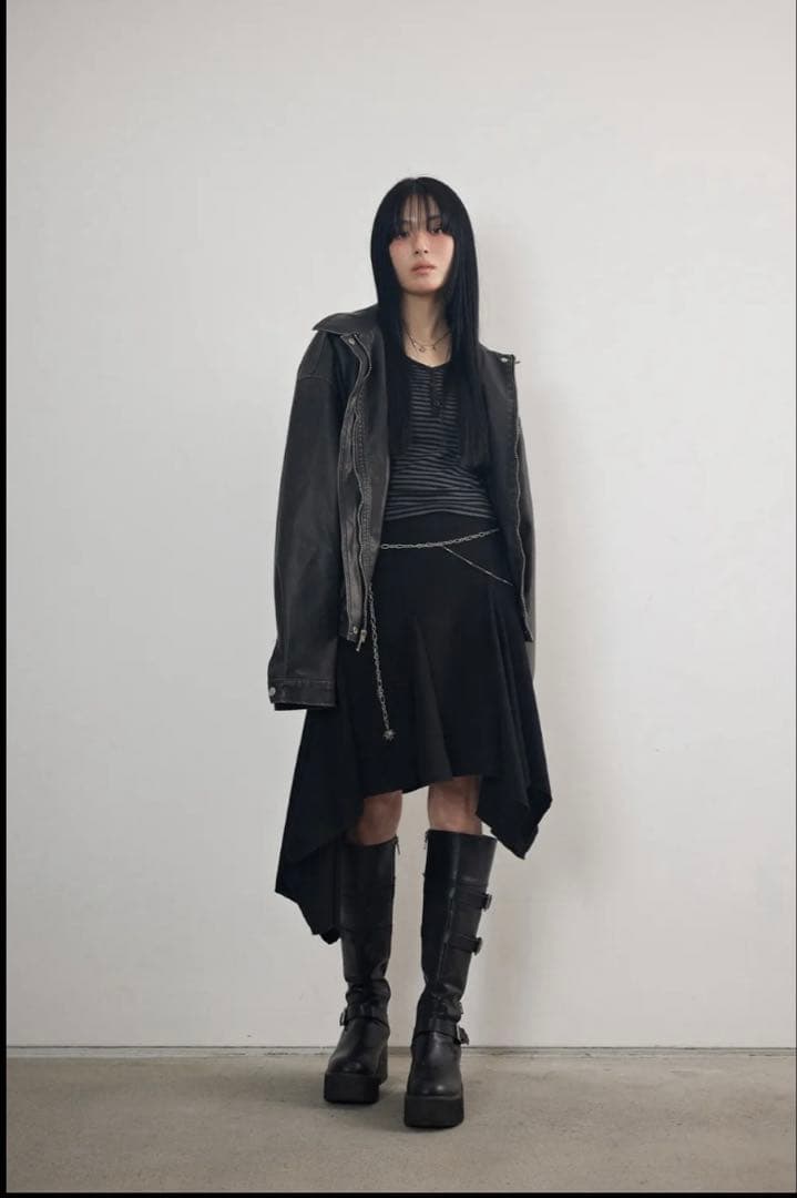 ロングブーツ　黒　厚底