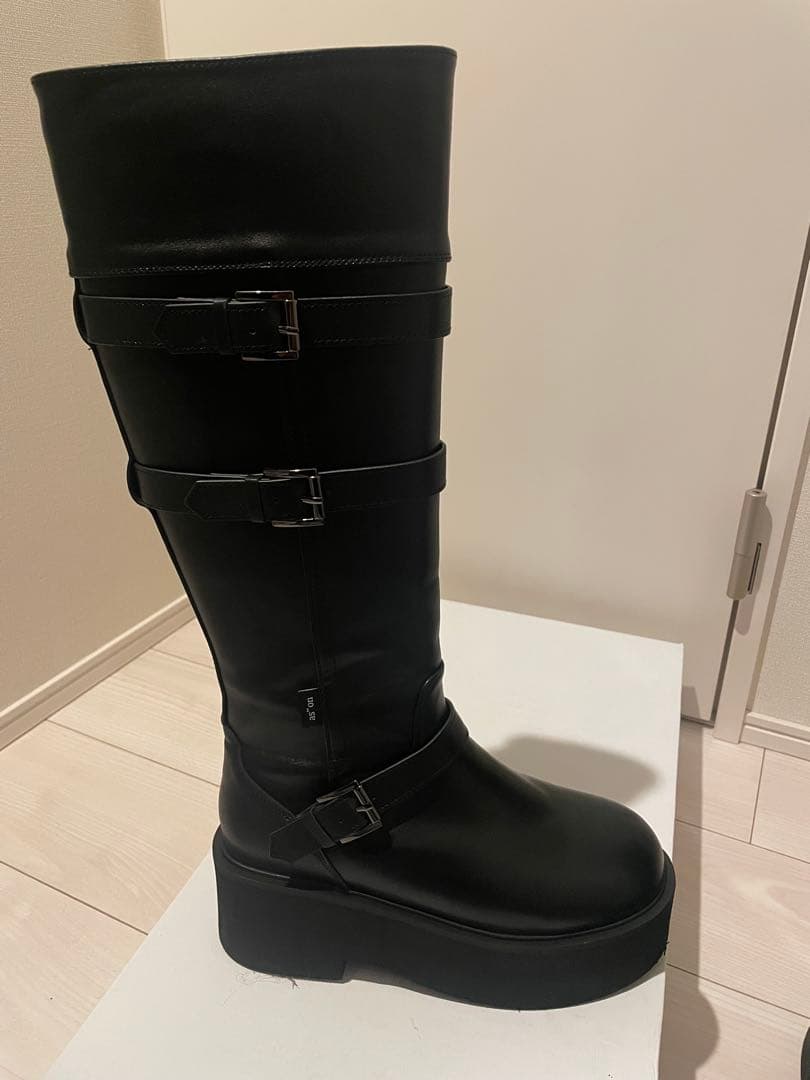 ロングブーツ　黒　厚底