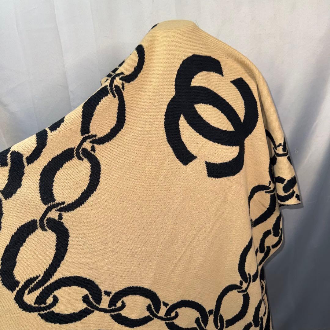 CHANEL シャネル　ニット　マフラー/ストール　ココマーク　黒　リバーシブル