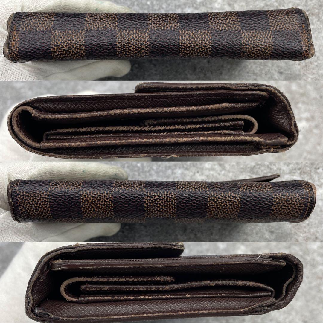 LOUIS VUITTON ルイヴィトン　ダミエ　折り財布　ブラウン　レザー