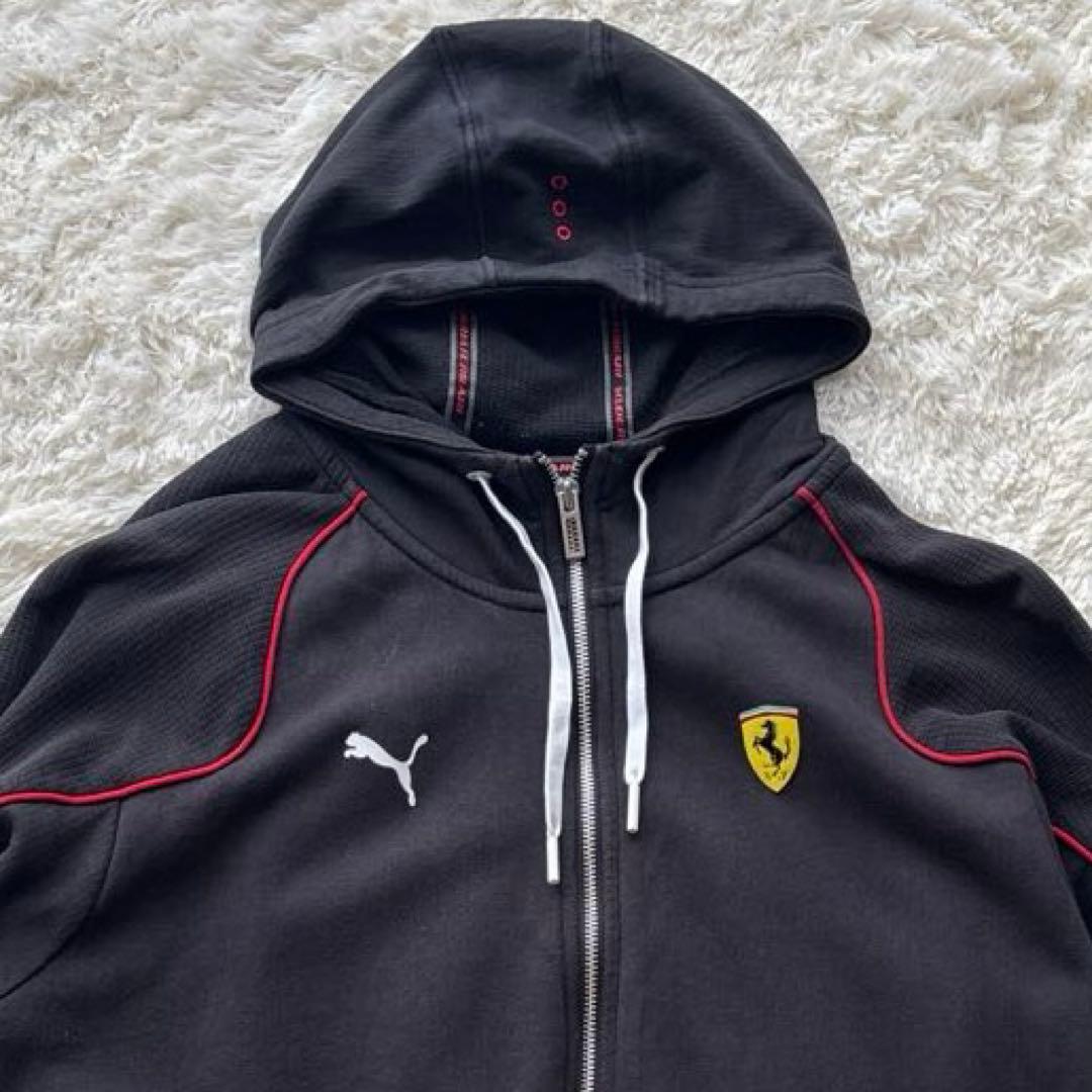 【希少サイズ】PUMA × Ferrari セットアップ XL 黒×赤 ロゴ刺繍
