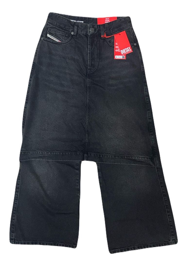 【完売品】DIESEL レイヤードデニム ワイドデニム W25 タグ付き
