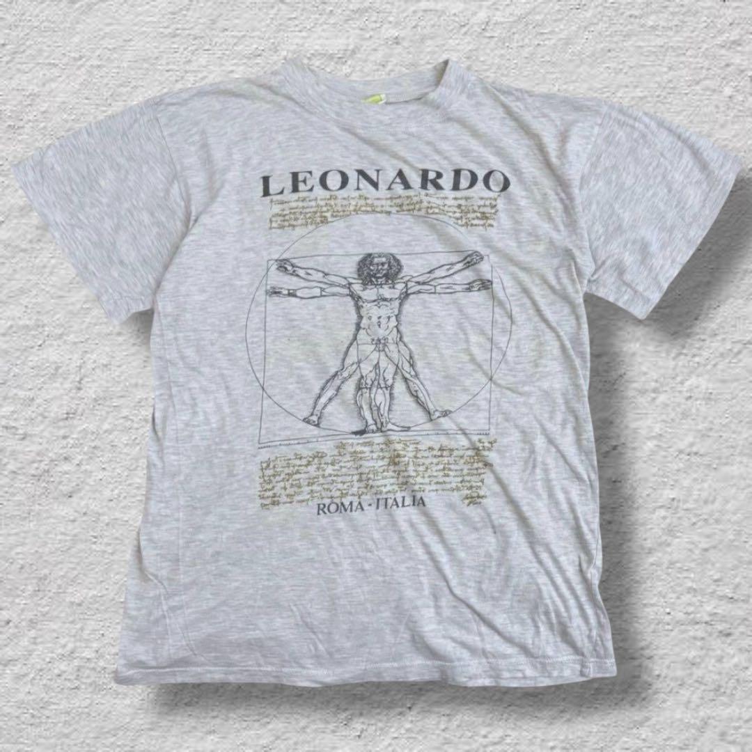 vintageレオナルドダビンチTシャツ90s古着ウィトルウィウス人体図アートT