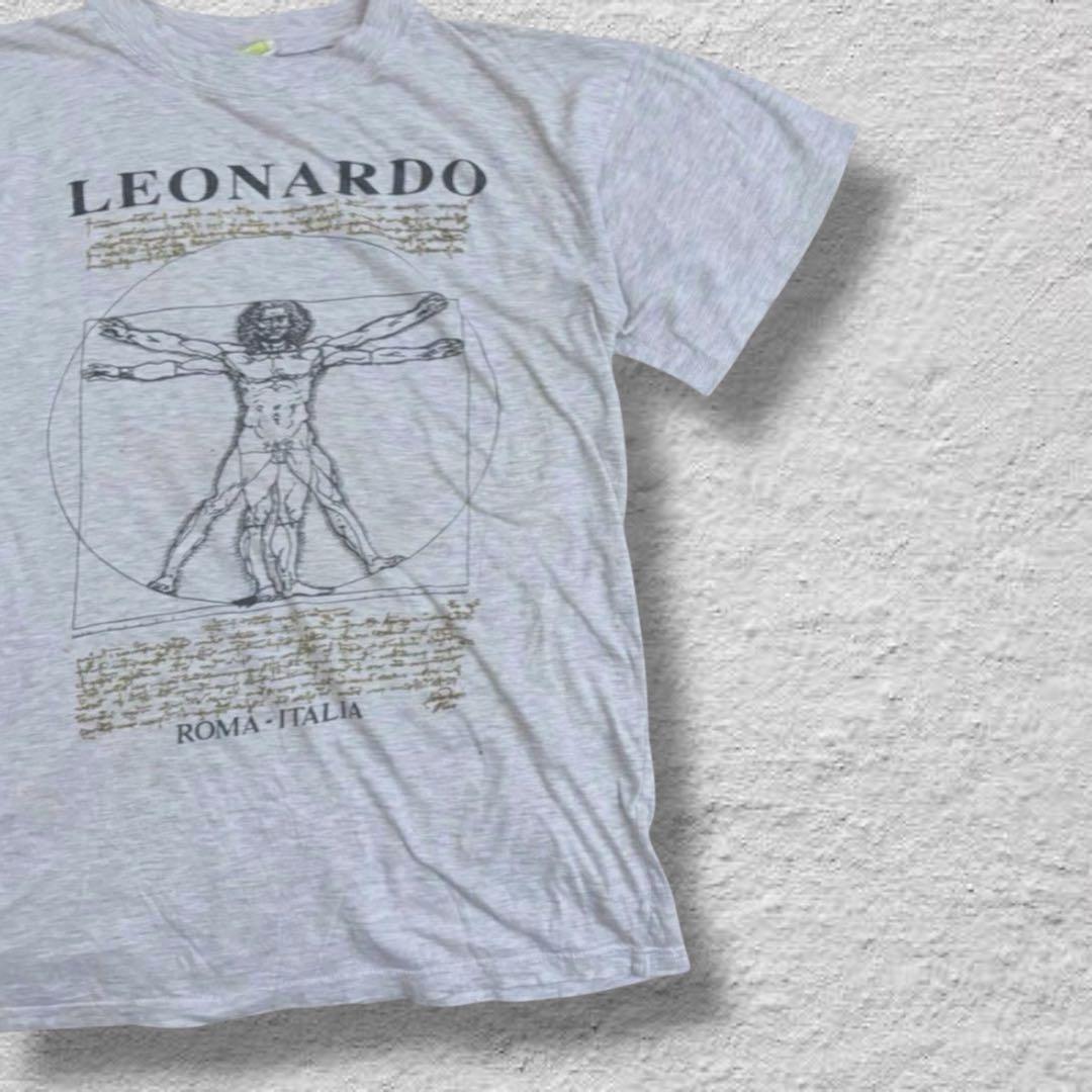 vintageレオナルドダビンチTシャツ90s古着ウィトルウィウス人体図アートT
