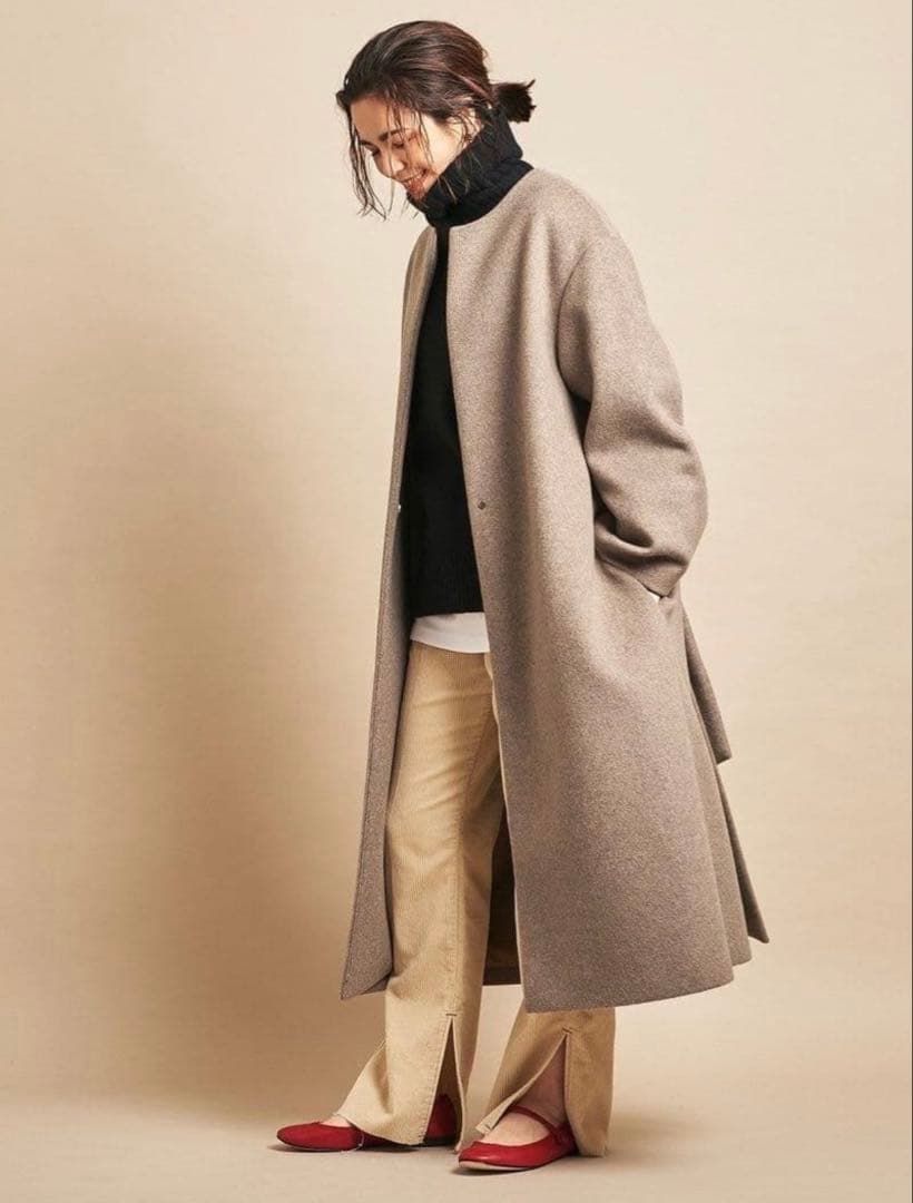 BEAUTY&YOUTHUNITEDARROWS ビーバーノーカラーロングコート