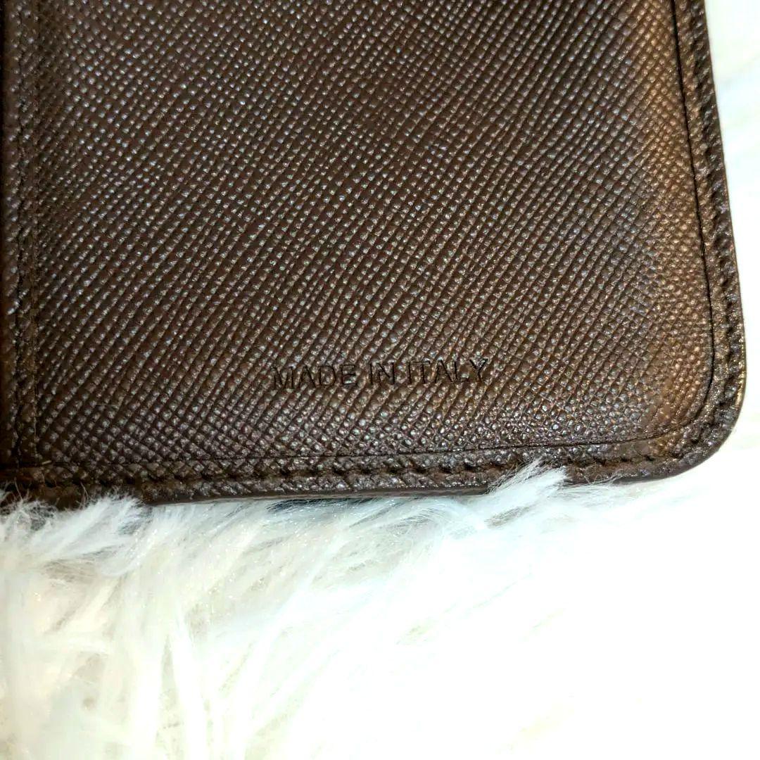 【美品】プラダ 折り財布 サフィアーノ 茶