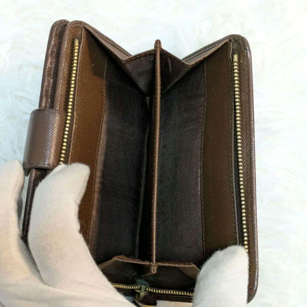 【美品】プラダ 折り財布 サフィアーノ 茶