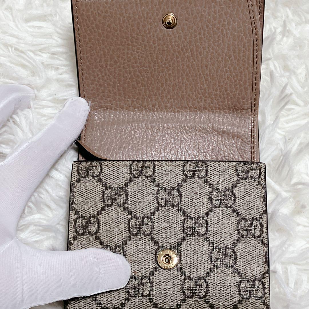 GUCCI 財布 ピンク GGマーモント二つ折り スプリーム バイカラー