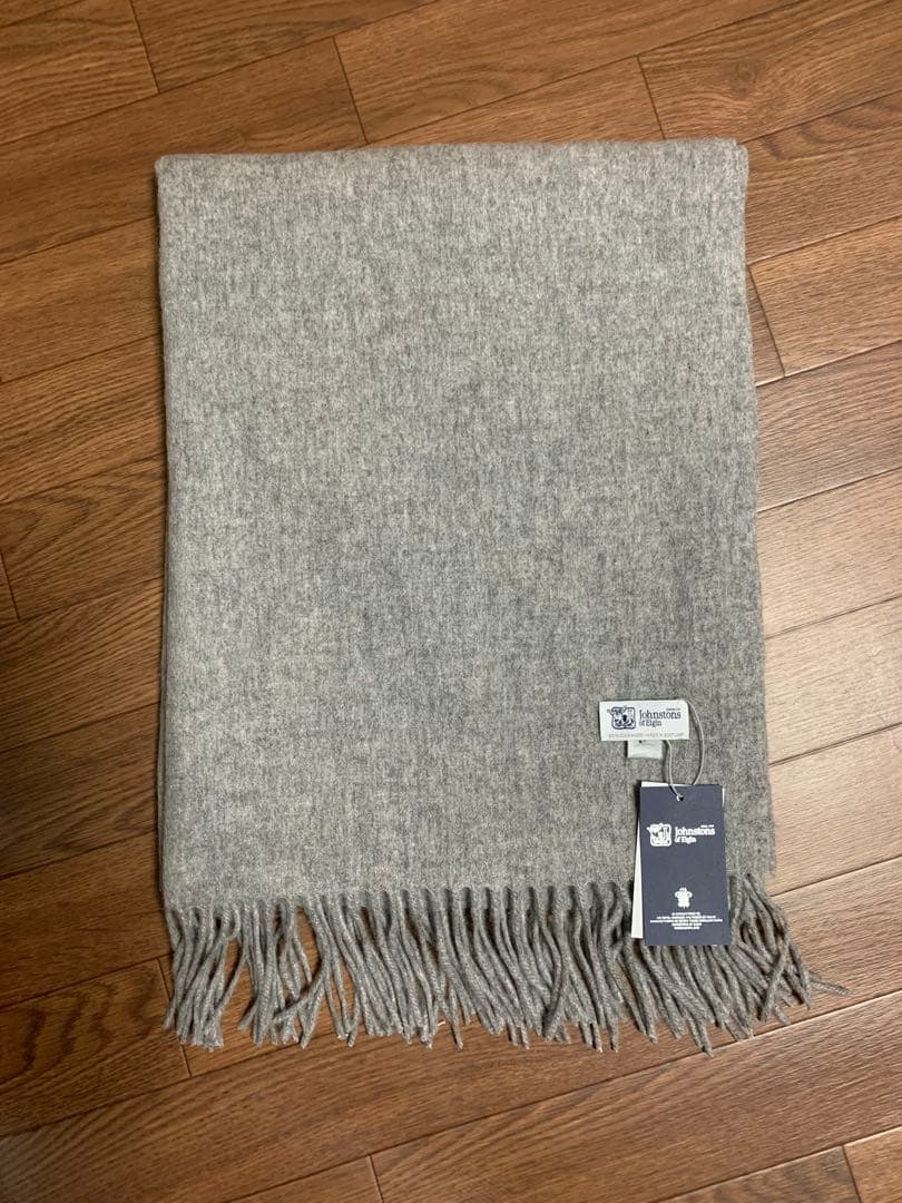 B*i様 大判ジョンストンズ カシミア100%マフラー グレー