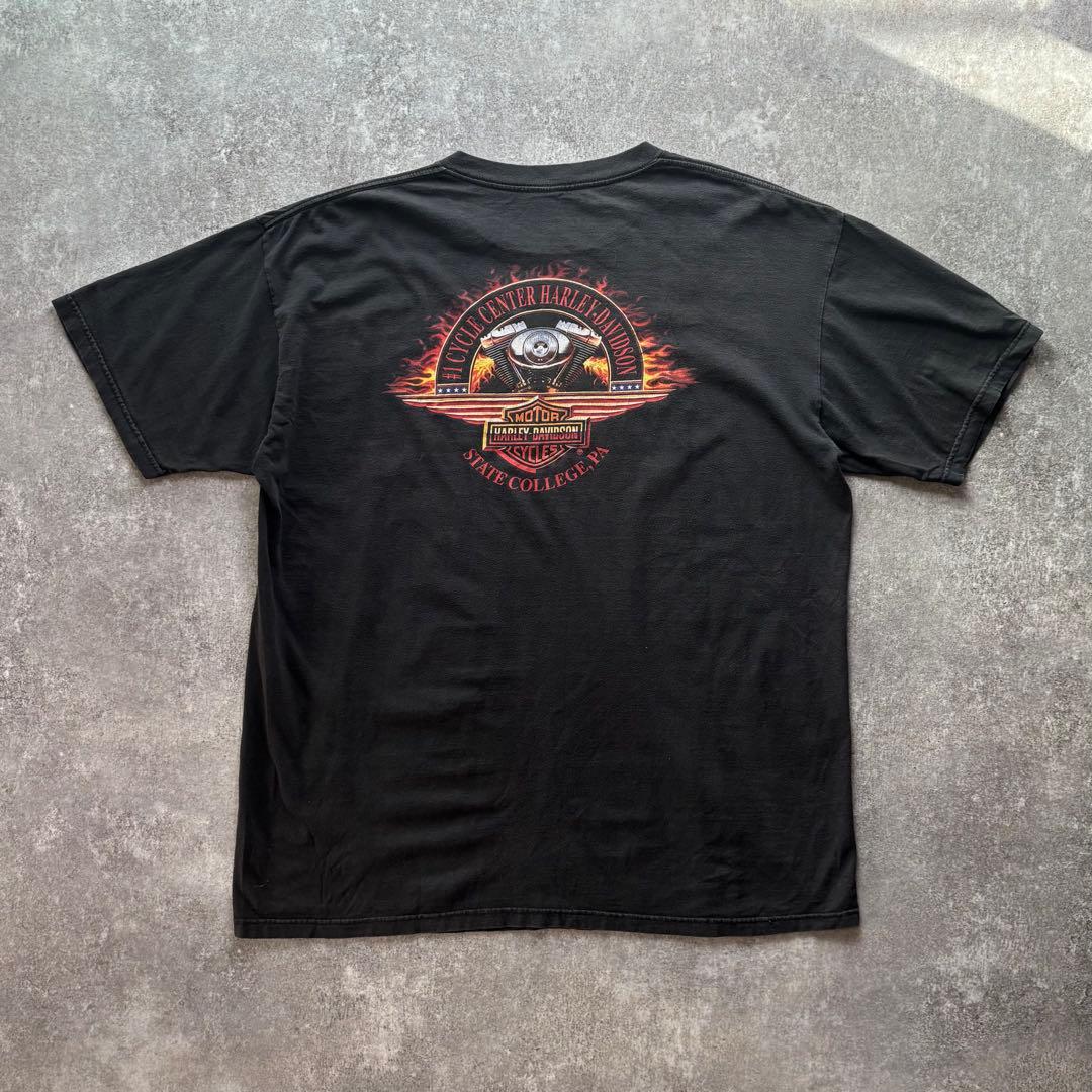 90s ハーレーダビッドソン　両面　フェード　ブラック　黒　エンブレム　Tシャツ