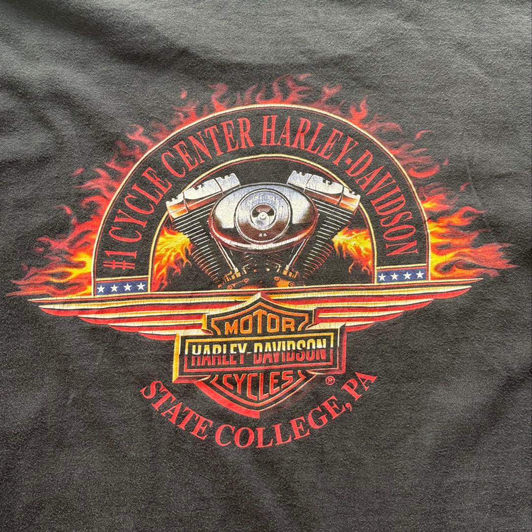 90s ハーレーダビッドソン　両面　フェード　ブラック　黒　エンブレム　Tシャツ