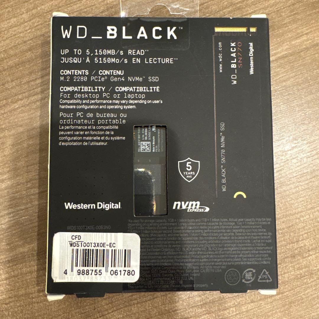 ウエスタンデジタル　BLACK SN770 1TB NVMe SSD新品未開封