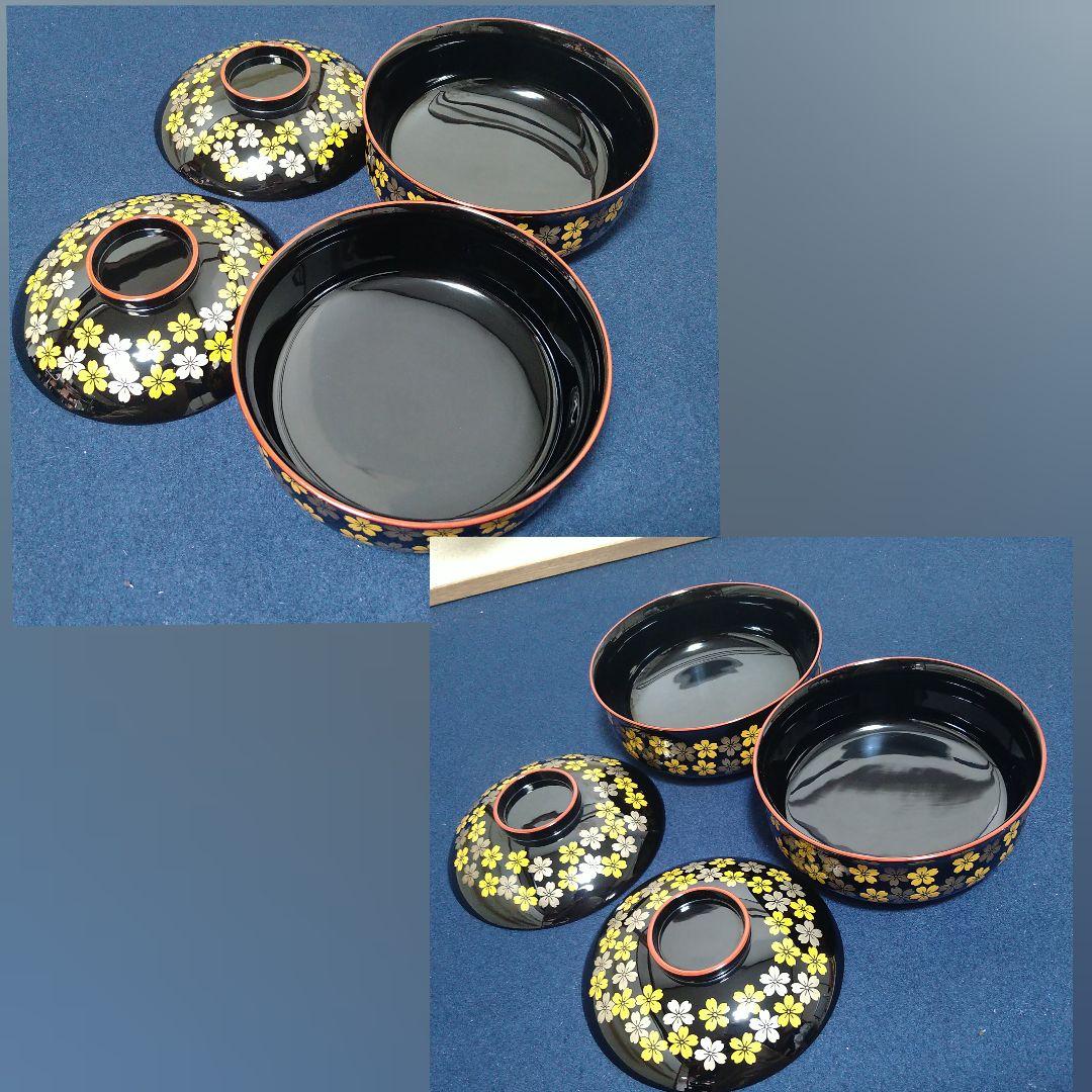 AH12 辻石斎 煮物椀2客未使用 独楽塗 菓子器1点口径16.5cm木製漆器