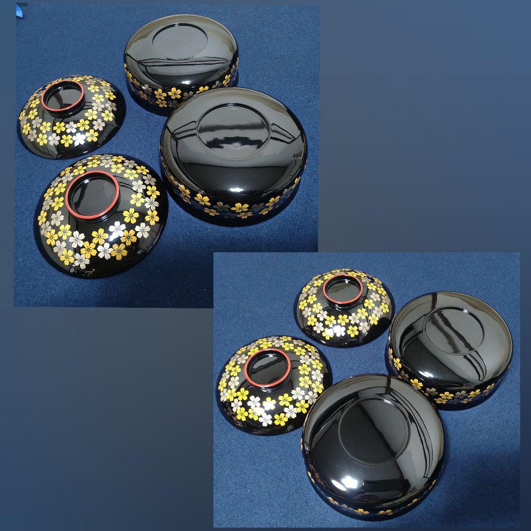 AH12 辻石斎 煮物椀2客未使用 独楽塗 菓子器1点口径16.5cm木製漆器