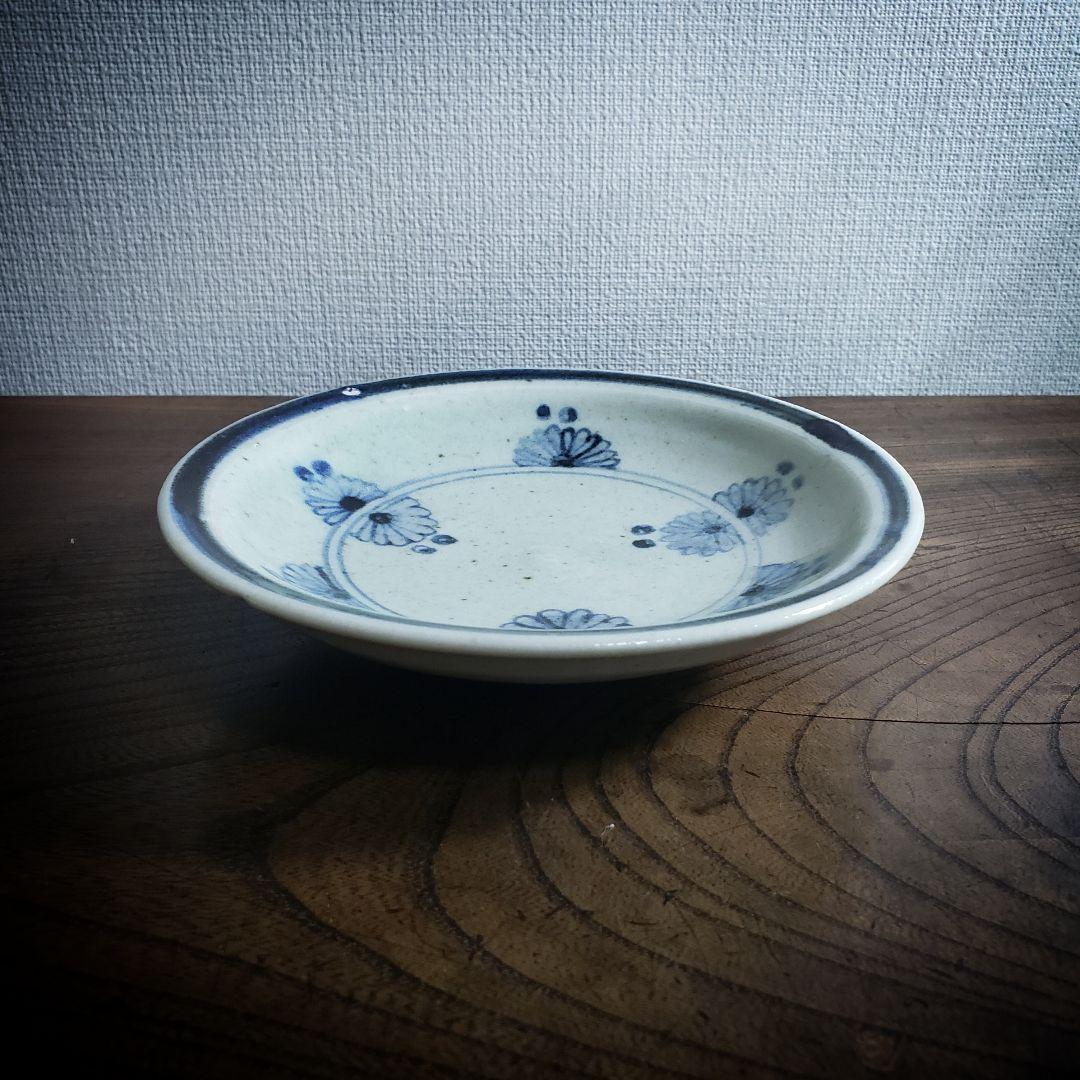 皿　染付　菊花　作家物　民芸　民藝　窯傷