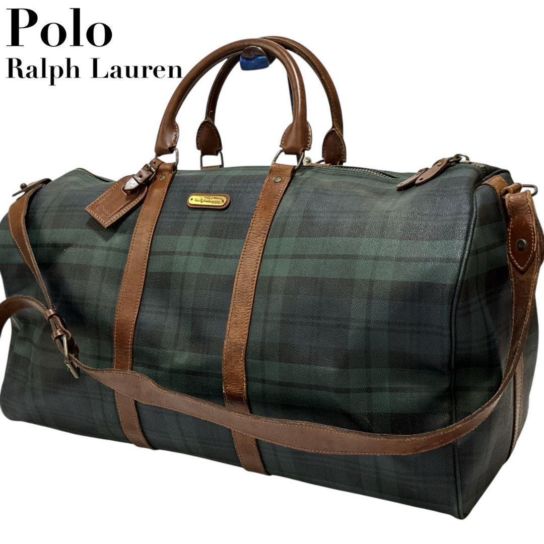 【美品】ポロラルフローレン ボストンバッグ 2way ショルダー 本革 大容量
