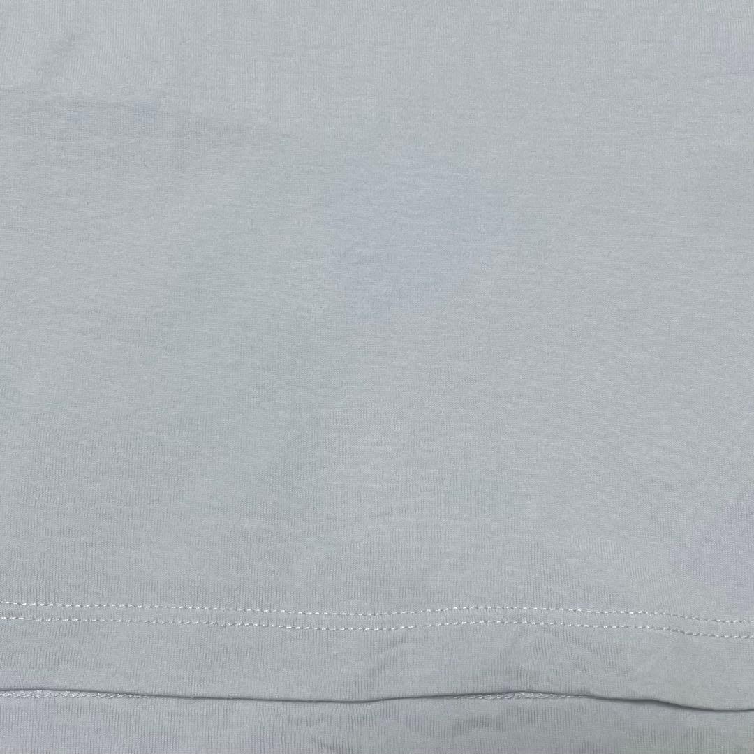 6264【美品】セリーヌ☆トリオンフロゴ入りリンガーTシャツ 水色×白色 XS
