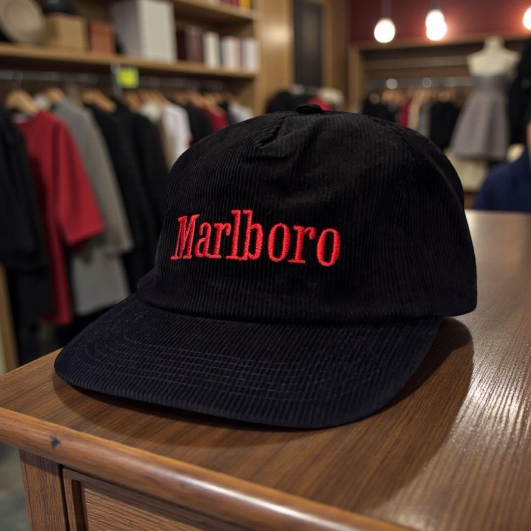 Marlboro Blackマルボロ コーデュロイキャップ CAP 赤刺繍