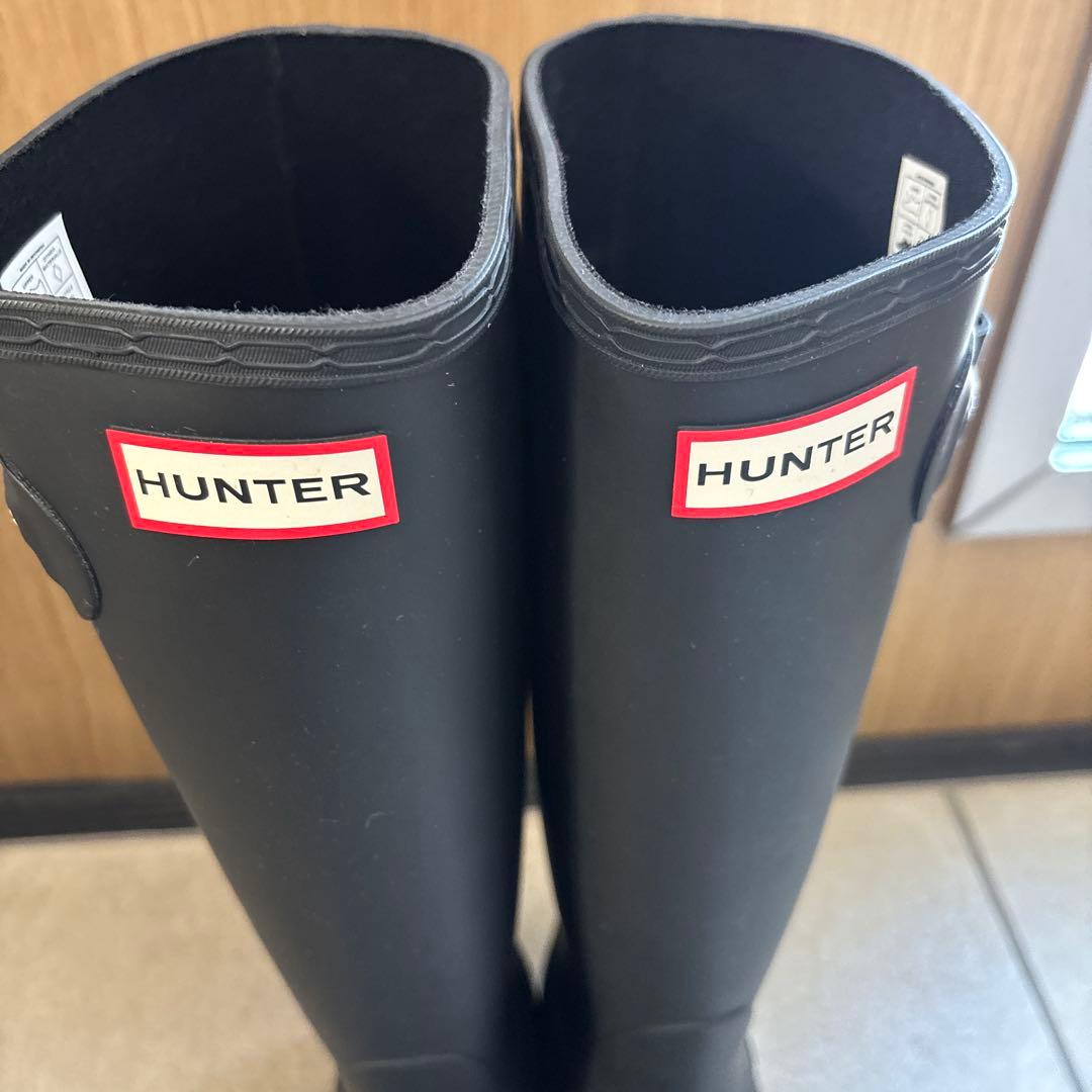 HUNTER ブラック 長靴 サイドストラップ付き　US6 UK4 EU37