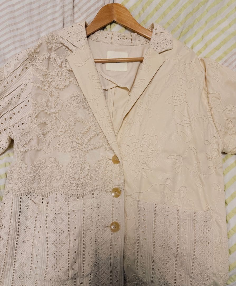 ジャケット・アウター Eaphi PATCHWORK EMBROIDERY LACE JACKET